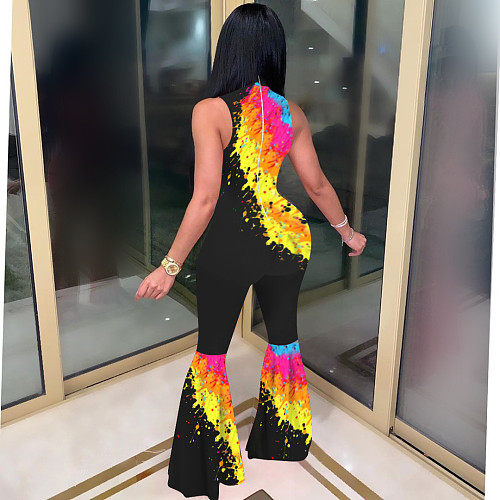 Trend Positioning Print Sleeveless Flounces Jumpsuit NIK-157