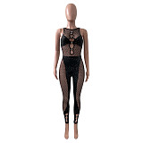 Hot Drill Sleeveless Sexy Sheer Mesh Jumpsuits NIK-317
