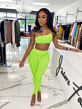 Fashion Solid Color Wrap Chest Leggings Fitness Two Piece Set NIK-216
