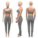 Fashion Solid Color Wrap Chest Leggings Fitness Two Piece Set NIK-216
