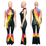Trend Positioning Print Sleeveless Flounces Jumpsuit NIK-157