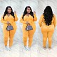 Plus Size Hooded Zip Coat Hot Drilling Pants Set WA-77298