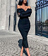 Off Shoulder V Neck Ribbed Elegant Bodycon Dress HANI-TTDD001