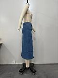 Streetwear High Waist Irregular Slit Denim Skirts OD-8552