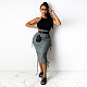 Side Drawstring Pleat Adjustable Length Skirt HANI-075