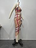 Plaid Print Sleeveless Cut Out Pleated Sexy Dresses OD-8556