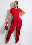 Short Sleeve T-shirt Tops Tassel Pants Summer Outfits OD-8548