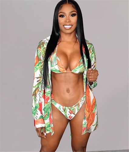 Sexy Printed Beach Vacation Three Piece Bikini Set OD-8500