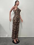 Sexy Leopard Print Halter Backless Jumpsuits OD-8547