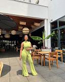 Irregular Sleeveless Top Flared Pants Two Piece Set FSL-198