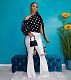 Digital Printed Wave Point Slanted Single-Sleeve Bubble Sleeve Top OD-8355