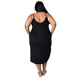 Solid Pocket Sleeveless Loose Casual Maxi Dress HANI-013