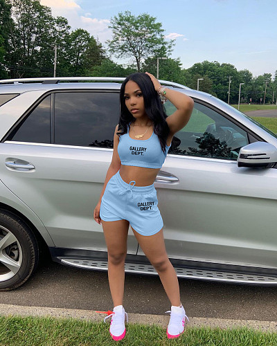 Sportswear Tank Crop Top Shorts Matching Sets FSL-204