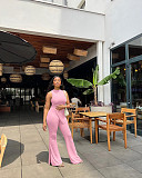 Irregular Sleeveless Top Flared Pants Two Piece Set FSL-198