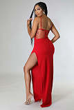 Sexy Mesh Sheer Hot Drill High Split Sling Maxi Dresses OD-8503