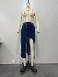 Streetwear High Waist Irregular Slit Denim Skirts OD-8552