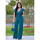 Elegant Short Sleeve V Neck Lace Up Straight Jumpsuit OD-8502