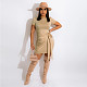 Solid Color Short Sleeve Bodycon Ruched Party Dress HANI-2159