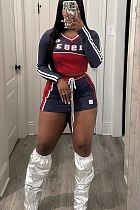Retro Spice Set Long sleeve V-neck print sporty casual top coat bag hip skirt RS-220261