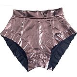 Sexy Reflective Shiny High Waist Ruffles Skinny Activewear Night Club Party Hot Shorts FSL-160