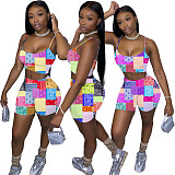 Paisley Bandana Print Sleeveless Crop Top Shorts Two Piece Set FSL-135