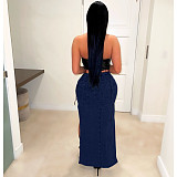 Streetwear High Waist Irregular Slit Denim Skirts OD-8552