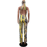 Sexy Leopard Print Halter Backless Jumpsuits OD-8547