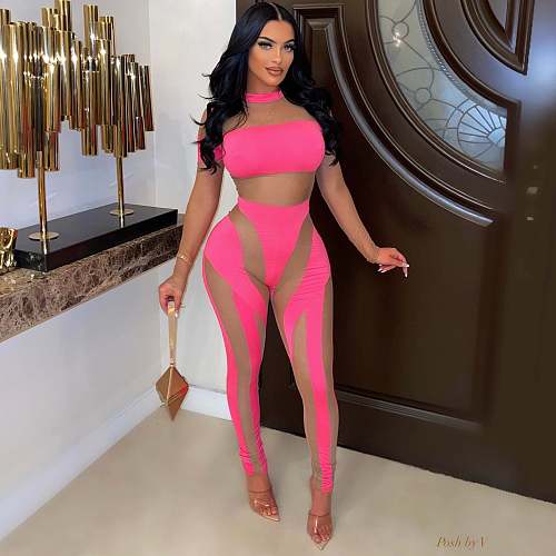 Patchwork Mesh Jumpsuit OD-8499