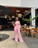 Irregular Sleeveless Top Flared Pants Two Piece Set FSL-198