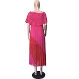 Off Shoulder Butterfly Sleeve Maxi Pleated Dress OD-8291
