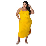 Solid Pocket Sleeveless Loose Casual Maxi Dress HANI-013
