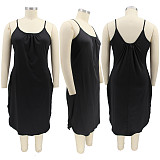 Solid Pocket Sleeveless Loose Casual Maxi Dress HANI-013