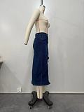 Streetwear High Waist Irregular Slit Denim Skirts OD-8552
