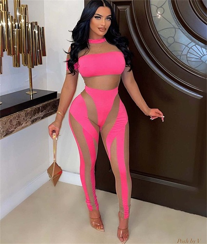 Patchwork Mesh Jumpsuit OD-8499