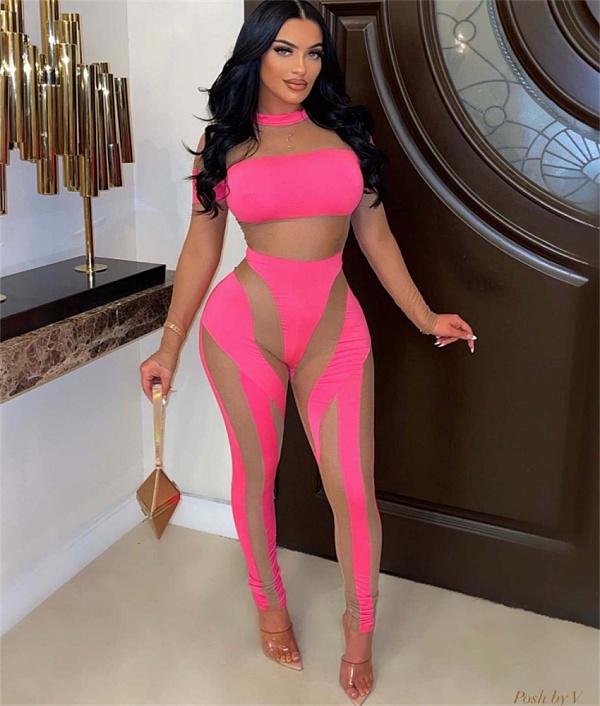 Patchwork Mesh Jumpsuit OD-8499
