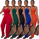 Solid Color Spaghetti Straps High Waist Jumpsuits FSL-209