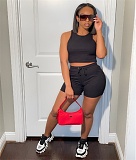 Tank Crop Top+Drawstring Biker Shorts Tracksuit FSL-155