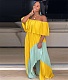 Off Shoulder Butterfly Sleeve Maxi Pleated Dress OD-8291
