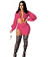 Lace Up Long Sleeve Crop Top Slit Mini Skirt Set HANI-037