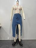 Streetwear High Waist Irregular Slit Denim Skirts OD-8552