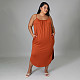 Solid Pocket Sleeveless Loose Casual Maxi Dress HANI-013