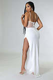 Sexy Mesh Sheer Hot Drill High Split Sling Maxi Dresses OD-8503