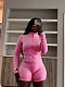 Sportswear Women Zipper Long Sleeve Skinny Shorts Two-piece Set CH-24068