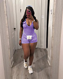 Leisure Girls Sleeveless Pockets Low-cut Solid Color Tight Romper TR-1313