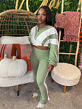 Fashion Women Color Patchwork Sporty 2 Pieces Suits CH-25015