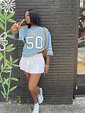 Leisure Girls Print Round Neck Short Sleeves Pullover Loose T-shirt RS-44370