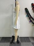Sexy Straps Solid Color Splicing Short Dresses NY-10908