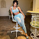 Moon Print Sheer Mesh Crop Top Leggings Pants Outfits OSD-6759