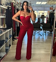 Sexy Strapless Women Sleeveless Straps Slim Long Jumpsuit OSM-4470