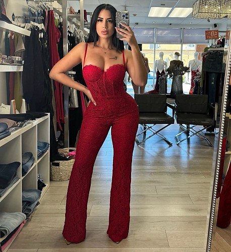 Sexy Strapless Women Sleeveless Straps Slim Long Jumpsuit OSM-4470